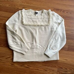 Talbots Cream Sweater with Ruffle Detail